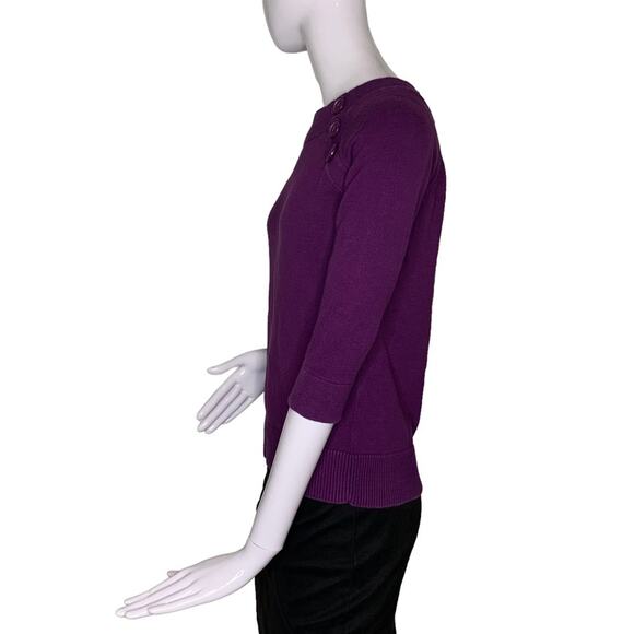 Loft Ann Taylor Women Top Pullover Plum Size S 3/4 Sleeve - Picture 6 of 7